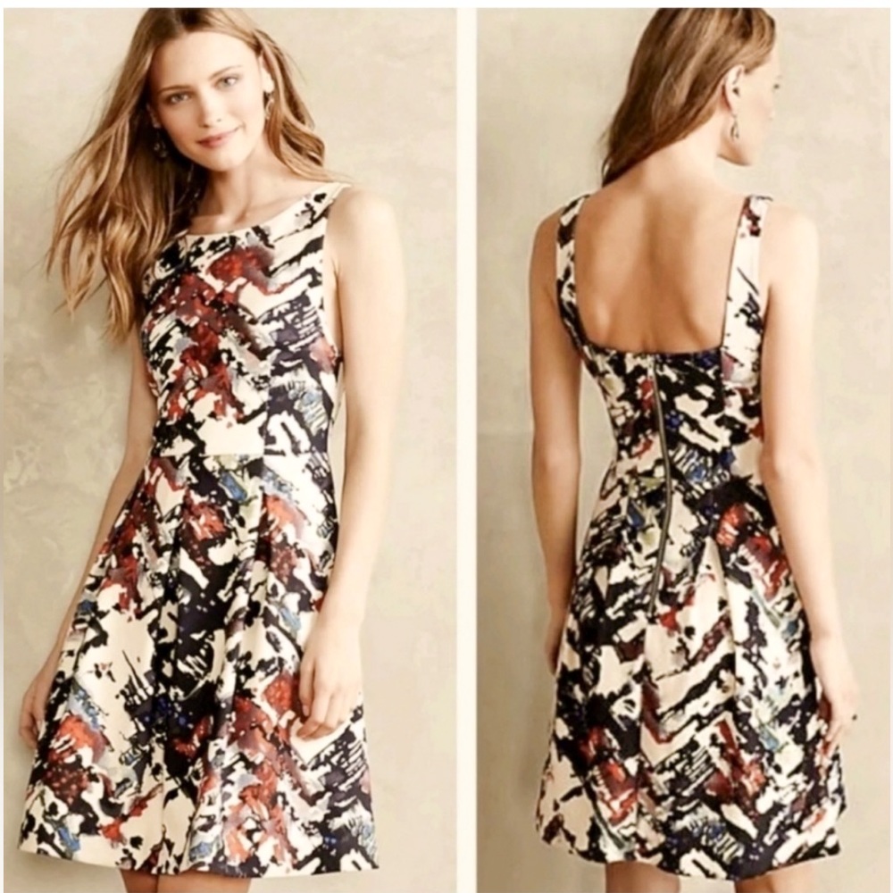 MAEVE Anthropologie Capelle Dress Med Fit & Flare Pockets Sleeveless Knee Length